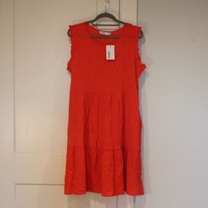 NWT Sonoma Flutter Sleeve Crinkle Tiered Dress with Pockets